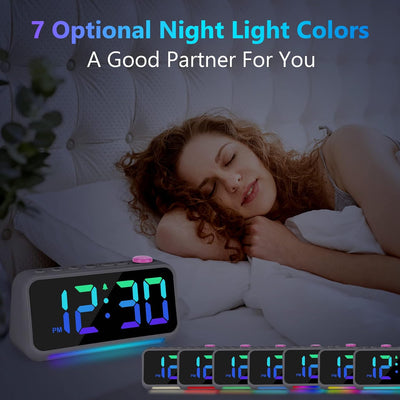 Wecker Kinder Erwachsene, Wecker Digital mit 7 Farben Nachtlicht, Dynamische RGB Wecker, 6" Wecker m