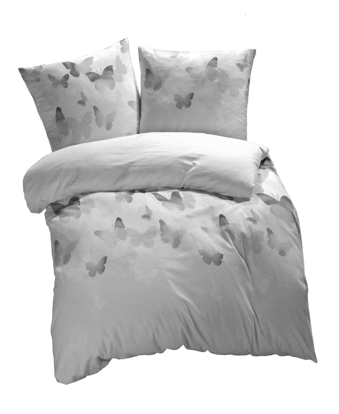 etérea Mako Satin Baumwolle Bettwäsche Lilu Schmetterlinge 200x220 3er Set - mit Reissverschluss - n