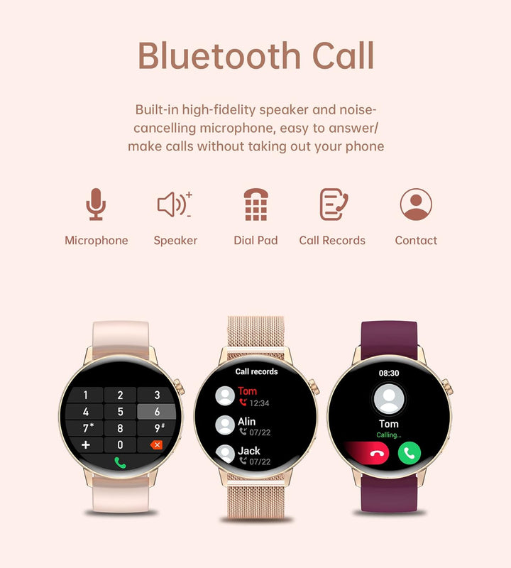 Iaret Smartwatch Damen mit Telefonfunktion, 1,32 Zoll HD Touchscreen Fitnessuhr mit Menstruationszyk
