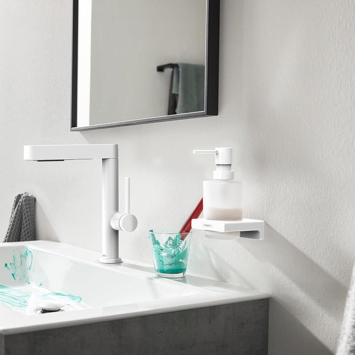 hansgrohe Seifenspender AddStoris, nachfüllbarer Seifendosierer für Flüssigseife und Lotion, Mattwei