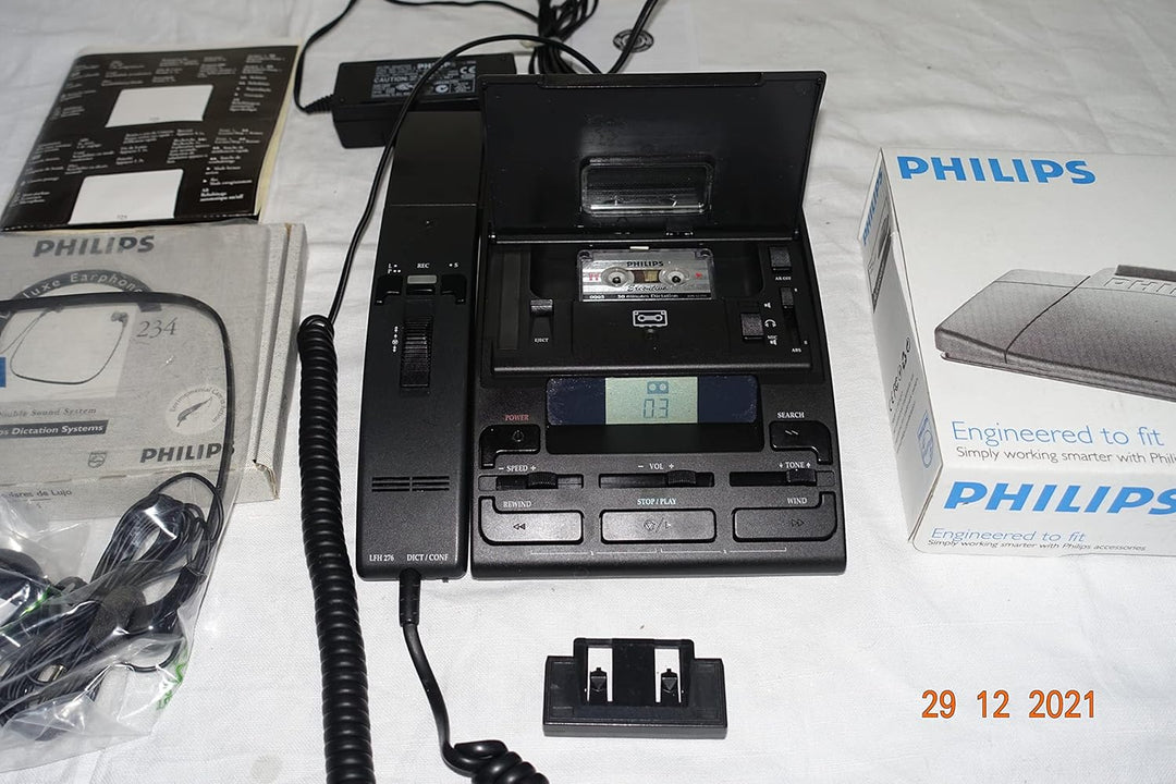 Philips LFH0725D Diktiergerät, inklusiv 30 Minuten Mini-Kassette LFH0005, Hand-Mikrofon LFH0276 und