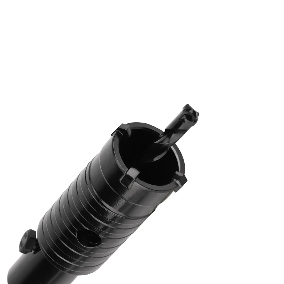 30MM Bohrkrone (XXL-Zähne) schwarz set mit 110mm SDS plus verlängerung und 4-Schneidigen Zentrierboh