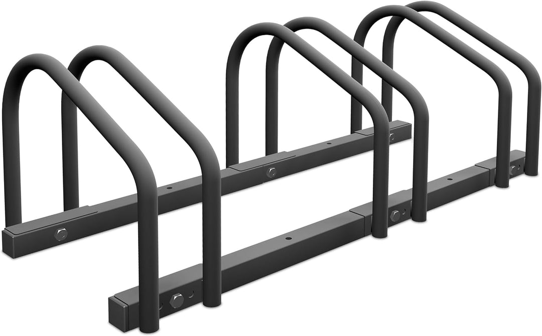 Relaxdays, 3 Fahrräder, Stahl Bodenparker, Reifenbreite 60mm, Abstellständer, Fahrradstand, anthrazi