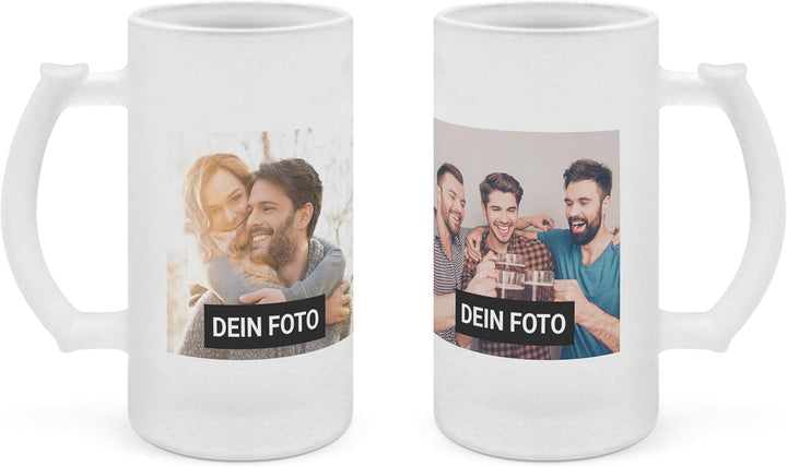 PhotoFancy® - Glas-Bierkrug mit eigenem Bild - Personalisiertes Bierglas mit eigenem Foto selbst ges