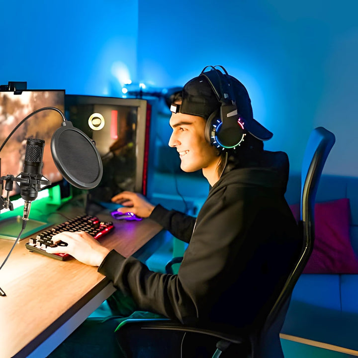 Retoo USB Mikrofon Nierenmikrofon Unidirektionales mit POP Filter Mikrofon mit Verstellbarer Griff P