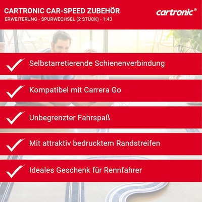 Cartronic Car-Speed Spurwechsel (2 Stück), Massstab 1:43, Länge jeweils 35,4 cm - Zubehör für Cartro