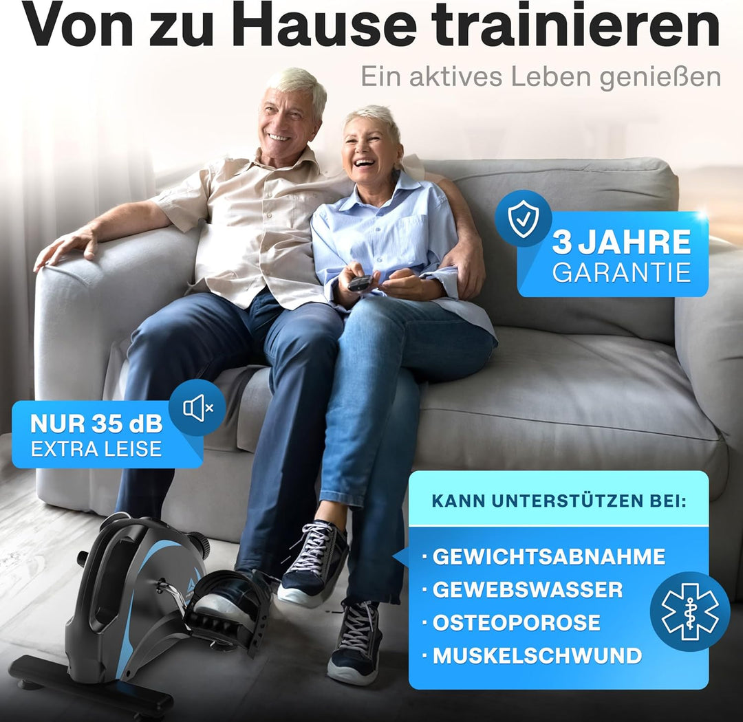 Gelenkschonender Pedaltrainer für Senioren - Beintrainer im Sitzen - Mini Bike Inkl. Anti-Rutsch-Mat