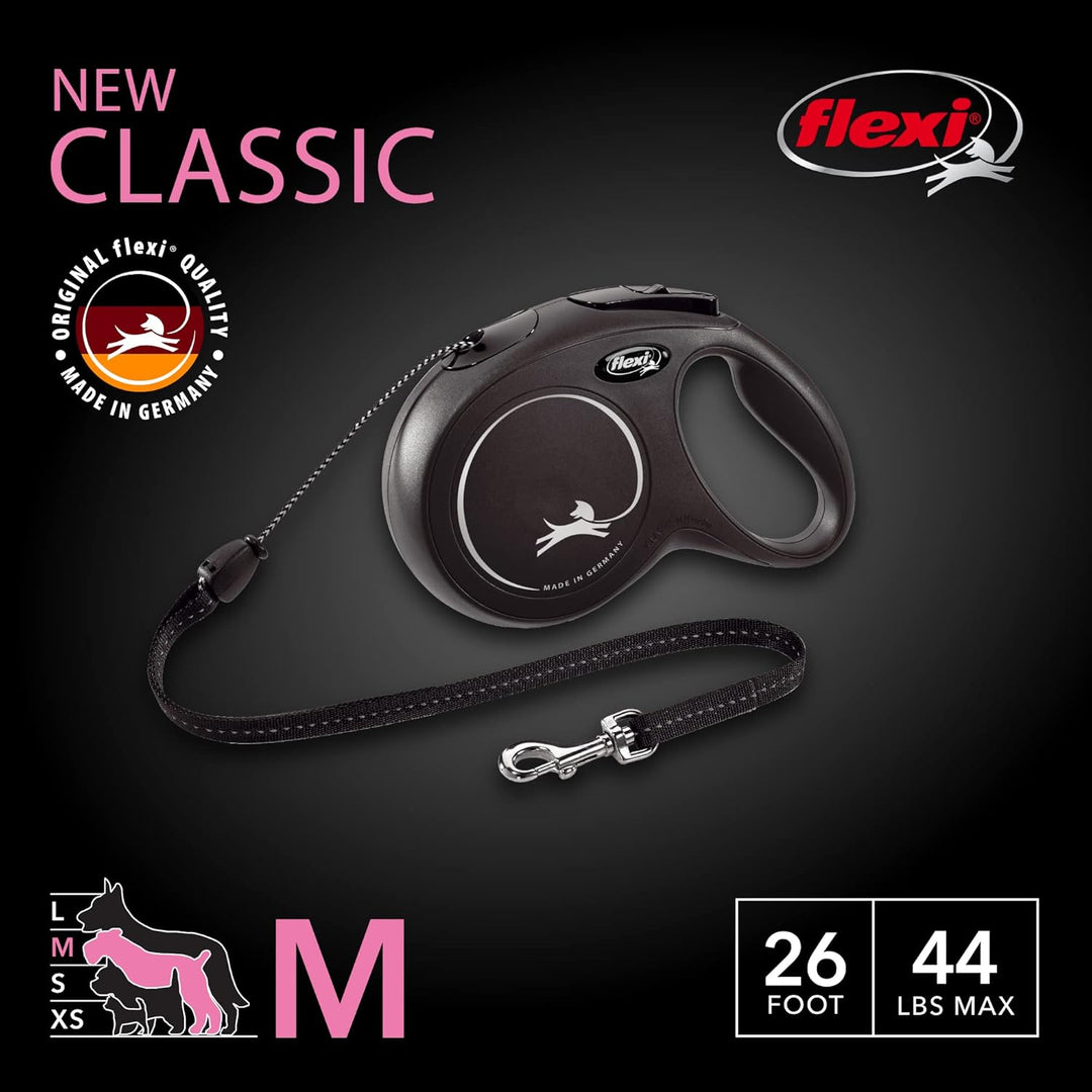 flexi® Classic Roll-Hundeleine (Seil), ergonomisch, langlebig und verhedderungsfrei, für Hunde bis z