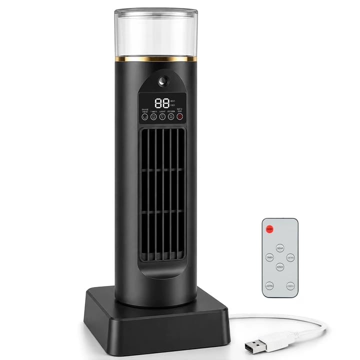 Leiser Turmventilator mit Fernbedienung, Ventilator Turmventilator, Sprühfunktion, Timer, 6 Geschwin