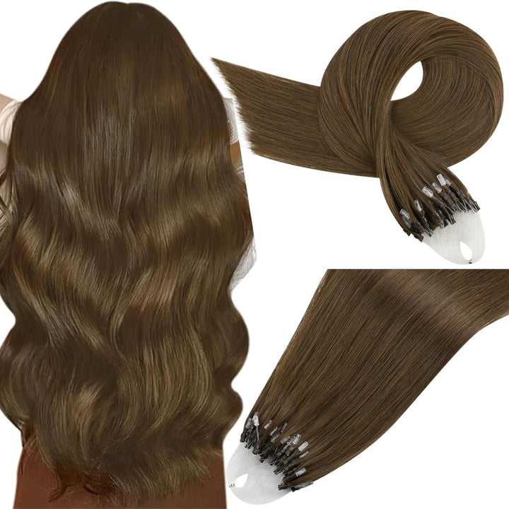 Easyouth Microring Extensions Echthaar Dunkelbraun Micro Loop Extensions Remy Menschenhaar Microring