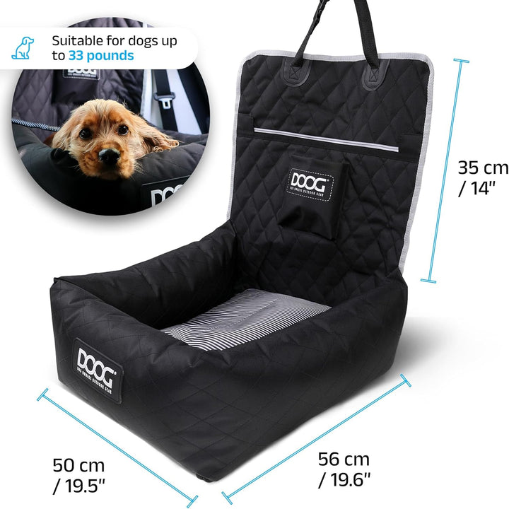DOOG Hundeautositz für kleine bis mittelgrosse Hunde (zu 13,6 kg) | Bequemer und sicherer Reise-Boos