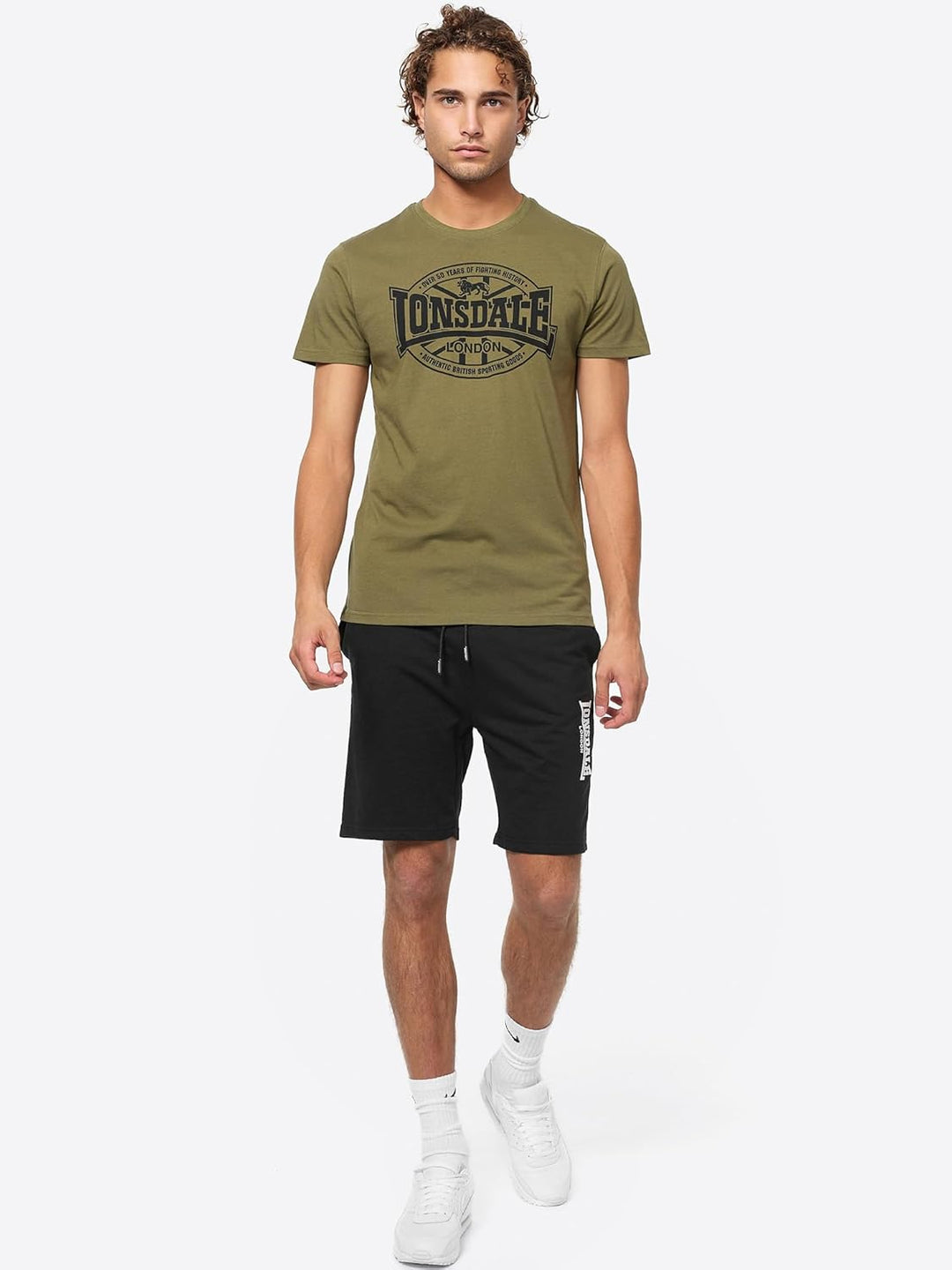 Lonsdale Herren Morham Freizeit T-Shirts L Black/Olive, L Black/Olive