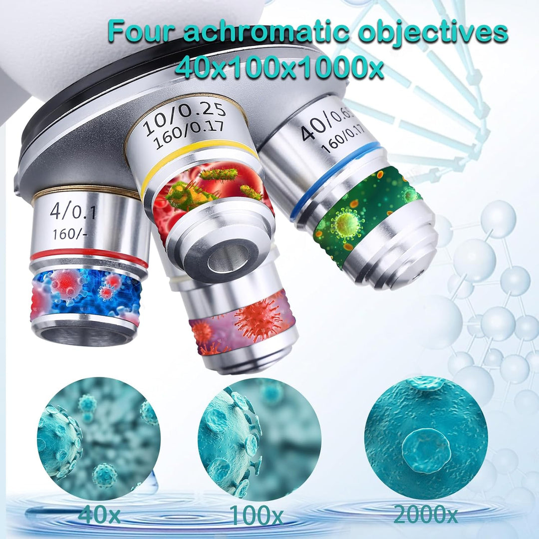 Verbundmikroskop, 40 x 2500 x, professionelles Mikroskop, WF10x und WF25x Okulare, Dual-LED-Beleucht