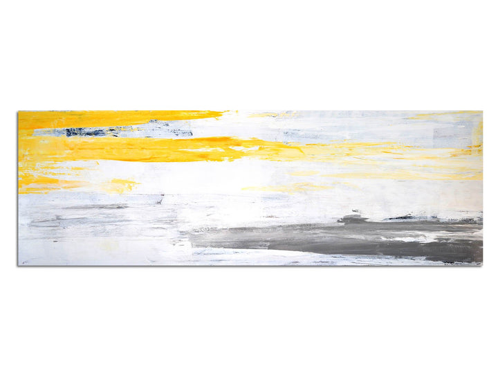 Paul Sinus Art Panoramabild auf Leinwand und Keilrahmen 150x50cm Kunstmalerei abstrakt gelb grau