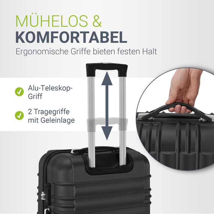 Juskys Hartschale Kofferset Reisekoffer 4 teilig - Zahlenschloss, geräuscharme 360° Rollen gross, Te