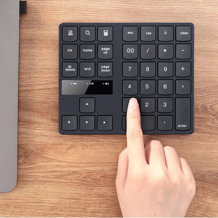 Kabelloser Ziffernblock mit 35 Tasten, 2,4-G-USB-Nummernblock, Ergonomisches Design, Leise, Schnelle