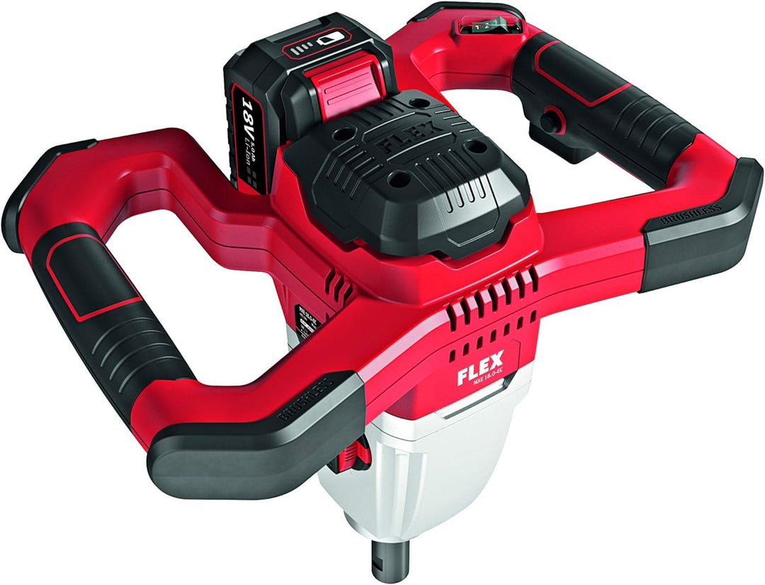 Flex Akku 2-Gang-Rührer MXE 18.0-EC/5.0 Set + WR2 120 (mit 2 Akkus 5,0 Ah + Ladegerät, bürstenloser