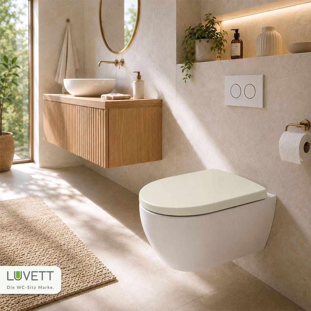 LUVETT® WC-Sitz mit Absenkautomatik C100 oval universell, Toilettendeckel mit 3 Edelstahl Montagelös