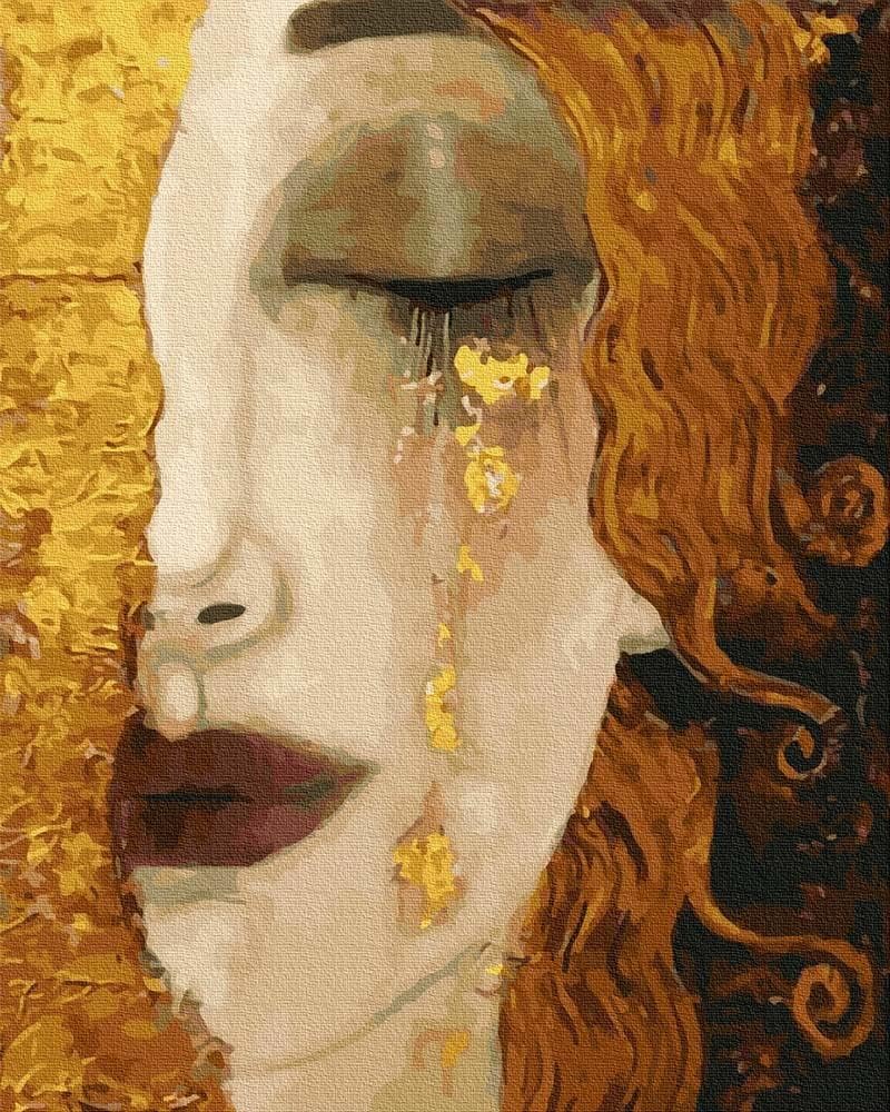 Artnapi Malen nach Zahlen Erwachsene mit Rahmen | DIY Handgemalt | Gustav Klimt Goldene Tränen | Kit