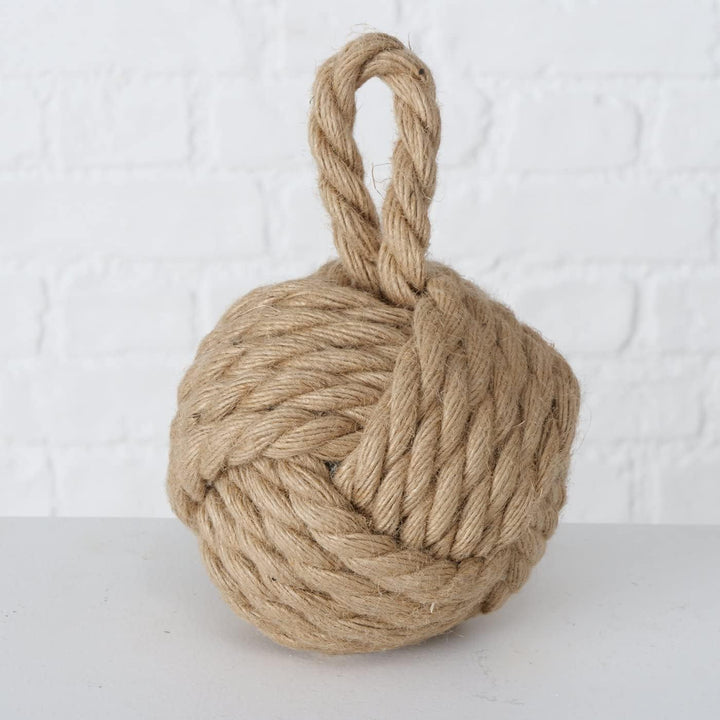 Boltze Türstopper Set Jute Knoten Natur Strick Kugel Stoff Boden 1,5 kg Gewicht mit praktischer Schl