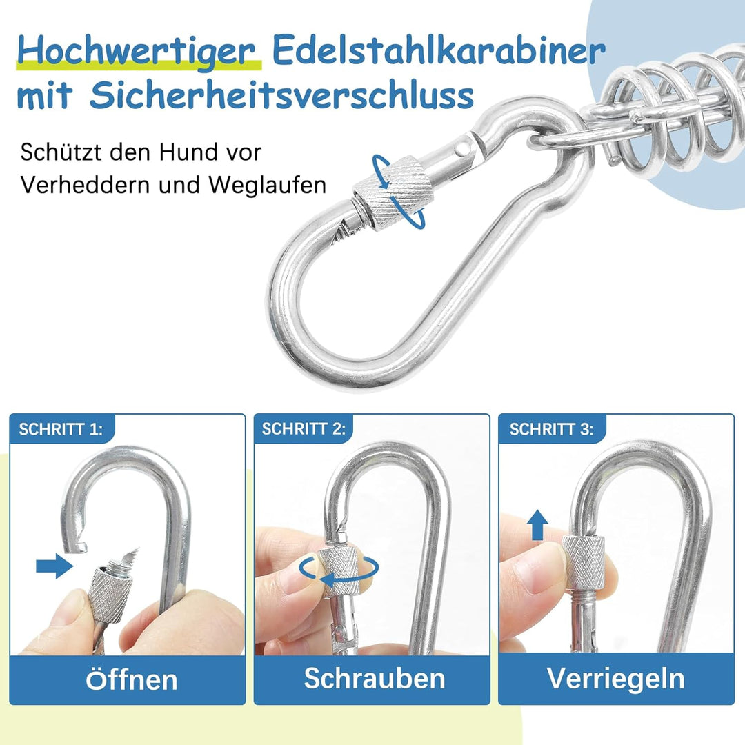 Hofleine für grosse Hunde,Tie Out Cables Leinen Hofleine für Hunde, Dog Leine mit Feder, langlebiger