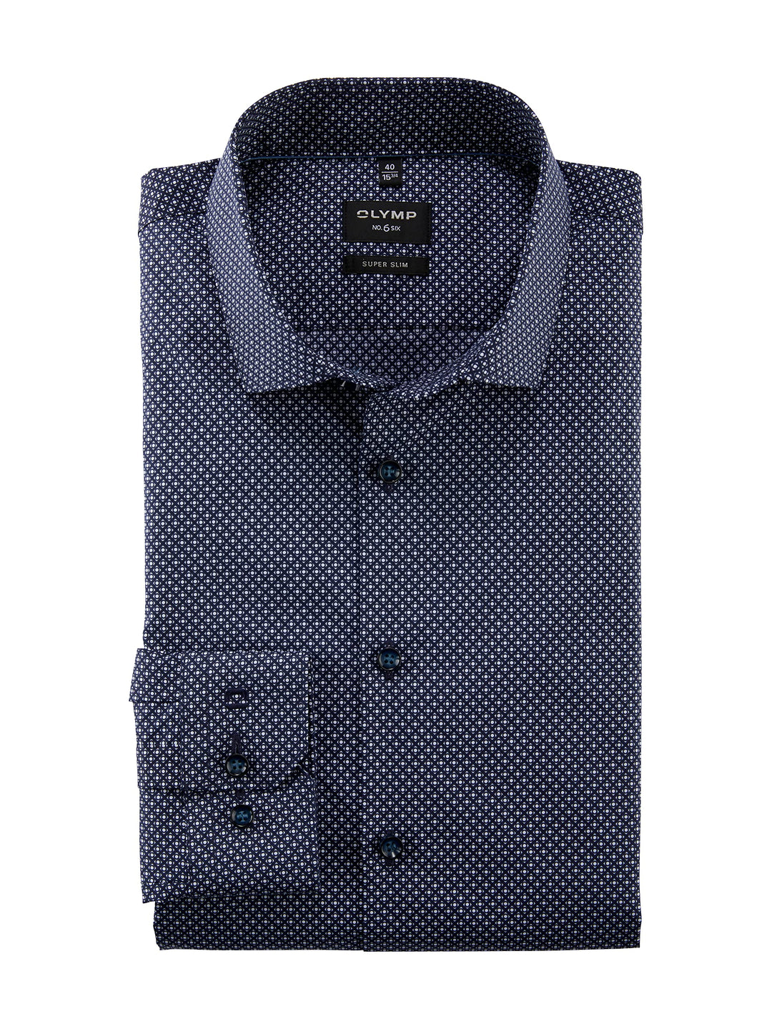 OLYMP Herren Businesshemd Langarm No. Six,Rotationsdruck,super Slim,Modern Kent 41 Marine 18, 41 Mar