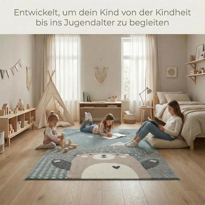 Jimri Teppich Kinderzimmer - Teppiche für Kinderzimmer, Kinderteppich Junge, Kinderteppich mit Berge
