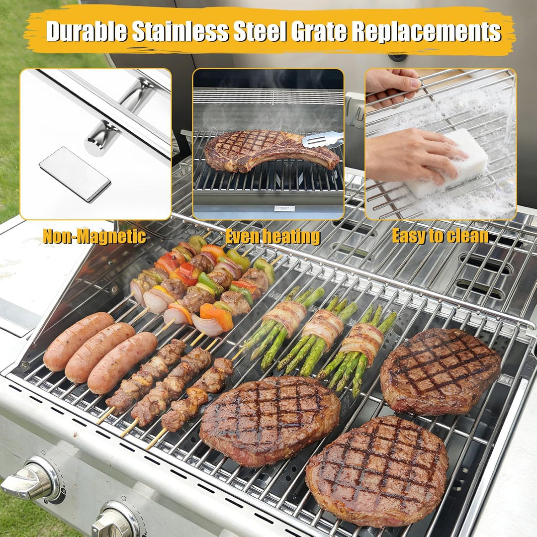 GFTIME 43,2 x 31,7cm Edelstahl Grillroste für Enders Boston 3 & Monroe Pro 3, Charbroil, Barbecook S