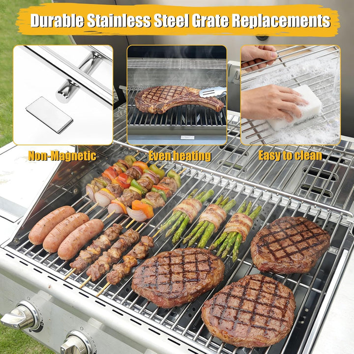 GFTIME 43,2 x 31,7cm Edelstahl Grillroste für Enders Boston 3 & Monroe Pro 3, Charbroil, Barbecook S