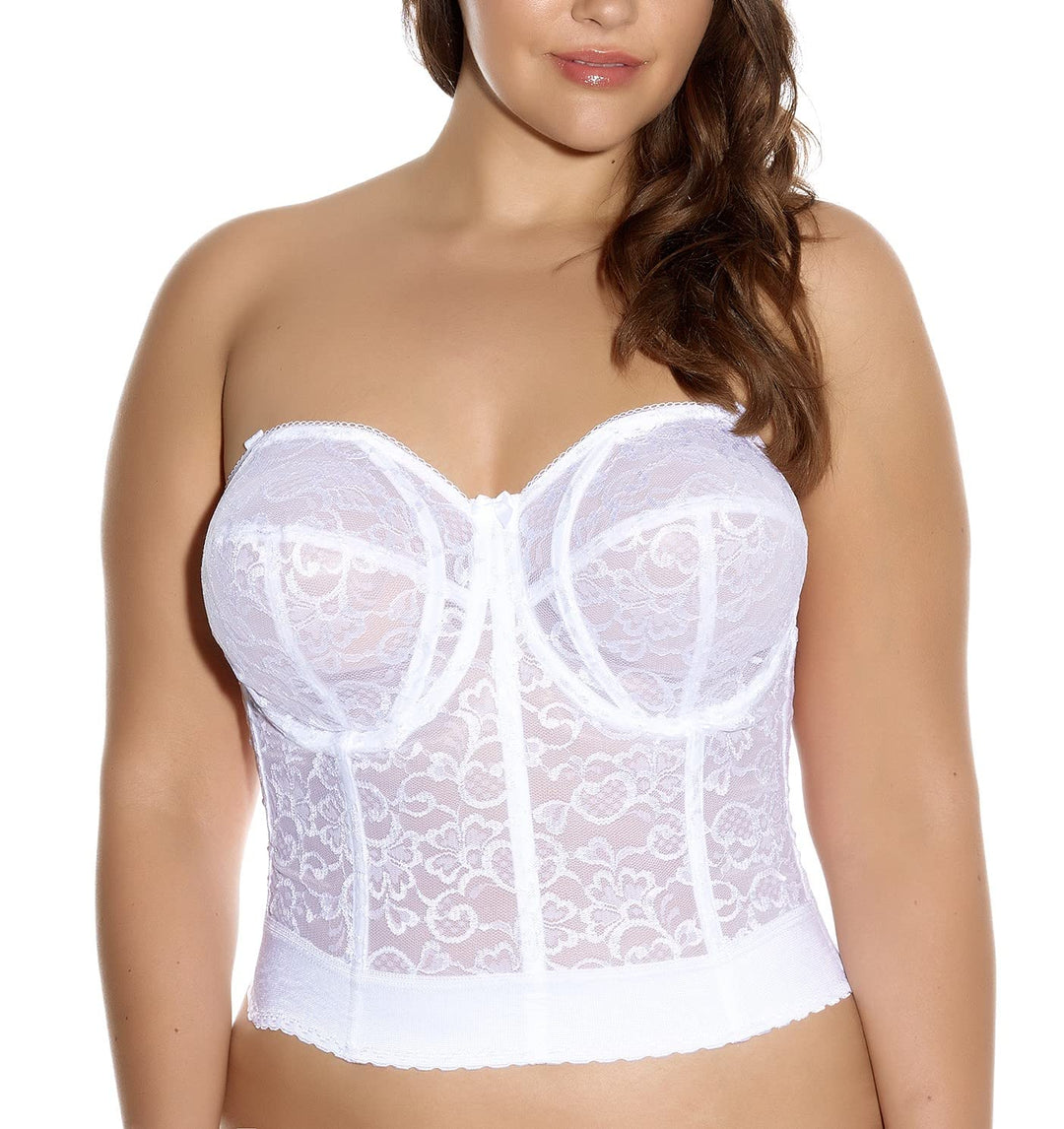 GODDESS womens Lace Bustier Bra 34FF Weiss/Opulenter Garten, 34FF Weiss/Opulenter Garten