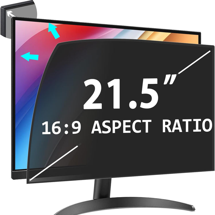 PYS 21,5 Zoll Blickschutzfolie für 16:9 Ultra-Slim Bezel Monitor Selbstklebend Abnehmbar Blickschutz