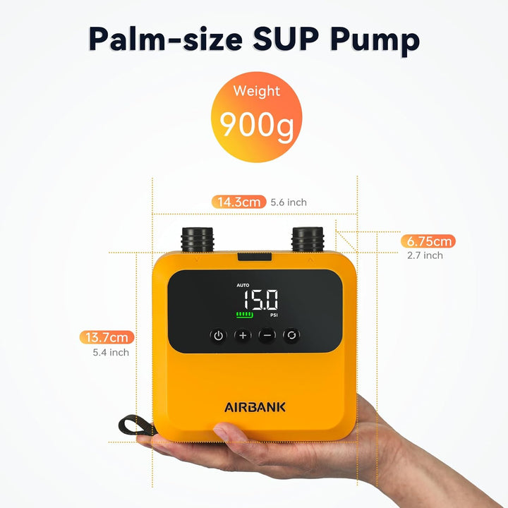 AIRBANK Mini SUP Elektrische Luftpumpe PULSE Pro, superkleine wiederaufladbare elektrische tragbare