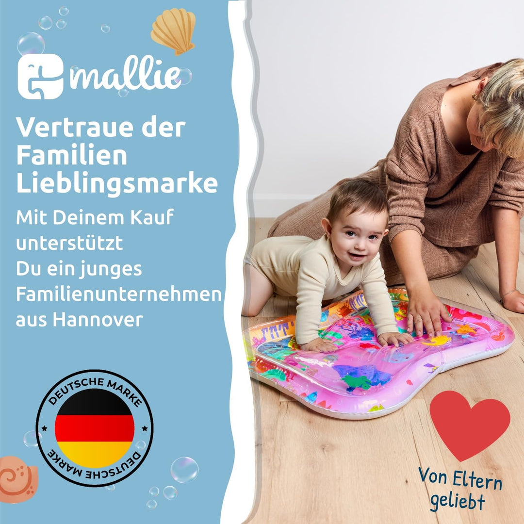 Mallie® Rosa Violett Wassermatte Baby BPA Frei 66 x 50 cm I Perfektes Tummy Time Toy für die Bauchla