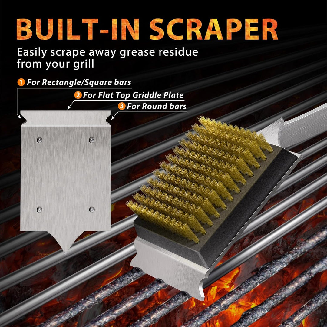 ENLOY Grillbürste und Schaber für Grill, 43,2 cm Grillbürste für Outdoor-Grill, verlängerter Rosenho