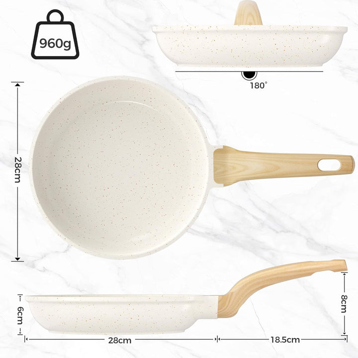 YASHE Bratpfanne mit Antihaftbeschichtung, 28 cm, Pfanne mit Granitbeschichtung für Eier, Pfannkuche