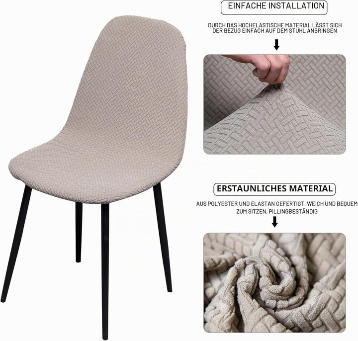Lydevo Stuhlhussen 6er Esszimmer Strech Stuhlhussen für Esszimmerstühle Universal Waschbar Bezug Stu