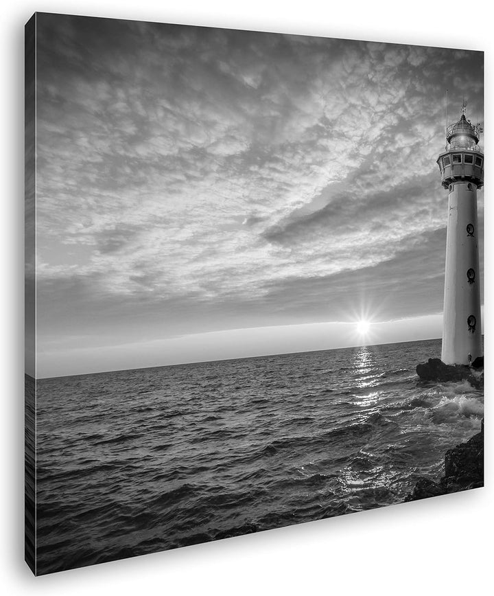deyoli gigantischer Leuchtturm Format: 70x70 Effekt: Schwarz&Weiss als Leinwandbild, Motiv fertig ge
