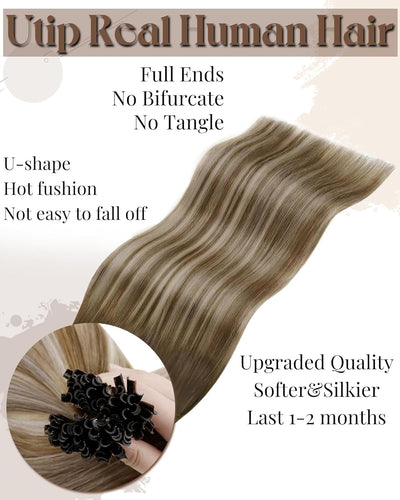 Hetto Blond Echthaar Extensions Bonding Balayage Echthaar U Tip Extensions Remy Keratin Bondings Haa