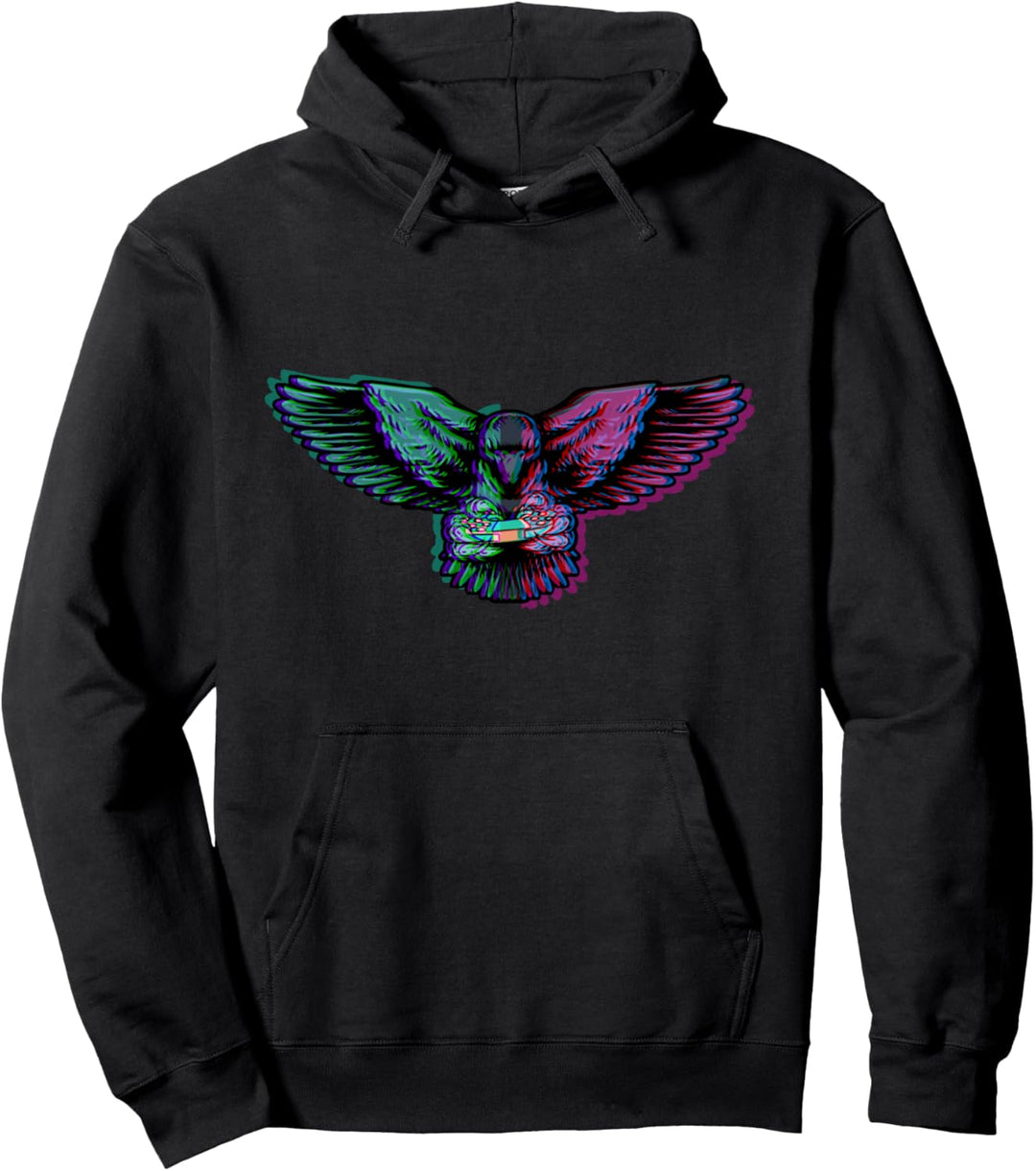 Schwarzer Rabe Gaming Krähe Zocker Vaporwave Aesthetic Pullover Hoodie