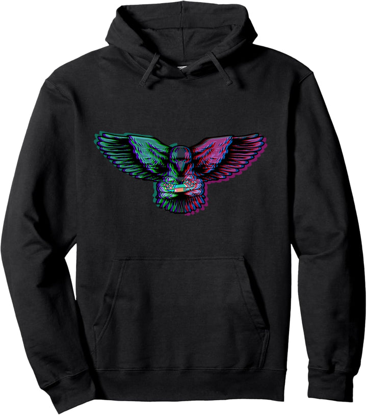 Schwarzer Rabe Gaming Krähe Zocker Vaporwave Aesthetic Pullover Hoodie