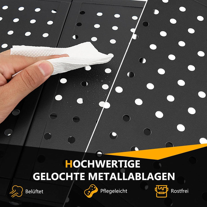 GOPLUS Servierwagen aus Metall, Küchenwagen klappbar mit Rädern, 3-stufiges Metallregal mit praktisc