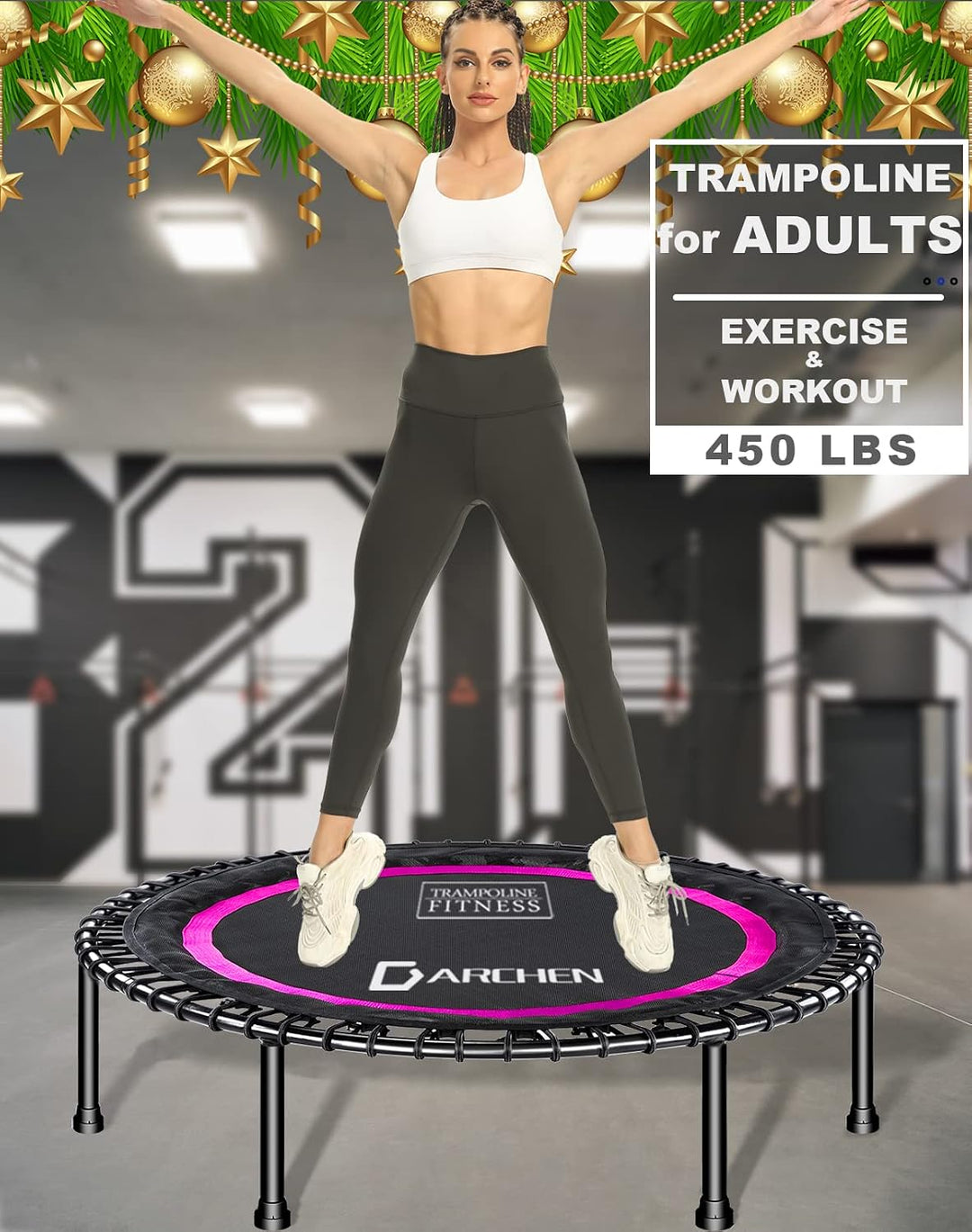 DARCHEN Krtpm Fitness Trampolin Einheitsgrösse 550F - Rosarot - mit Spanngummi-Abdeckung, Einheitsgr