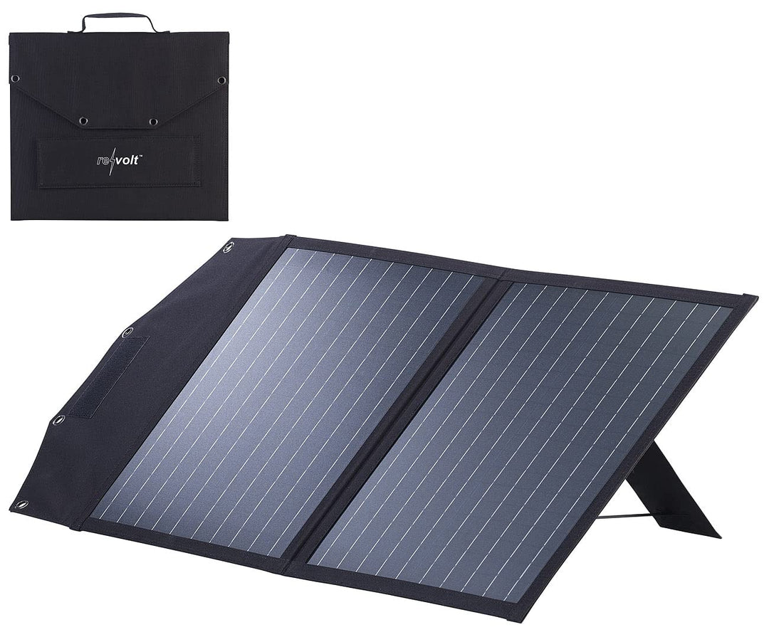 revolt Solar faltbar: Faltbares Solarpanel, 2 monokristalline Solarzellen, MC4-komp., 50 W (Faltbare