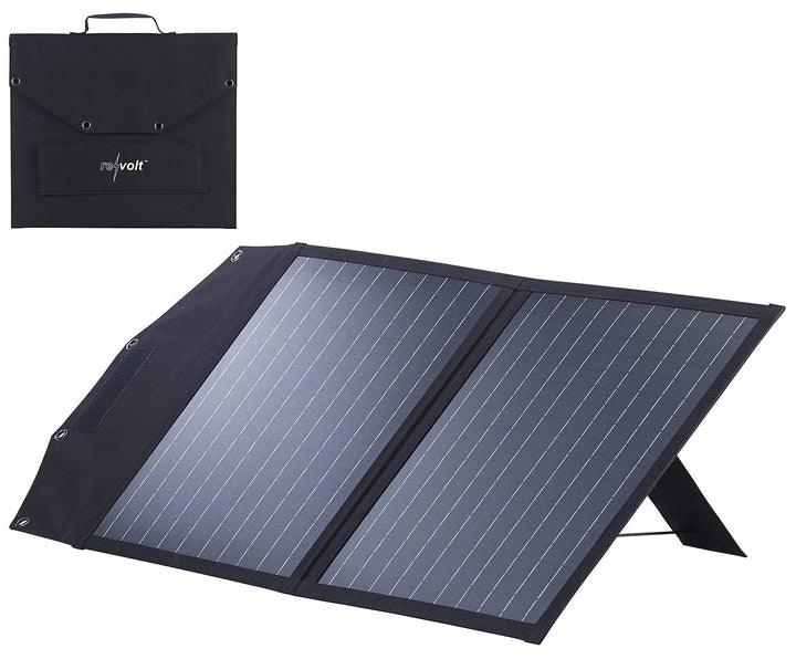 revolt Solar faltbar: Faltbares Solarpanel, 2 monokristalline Solarzellen, MC4-komp., 50 W (Faltbare