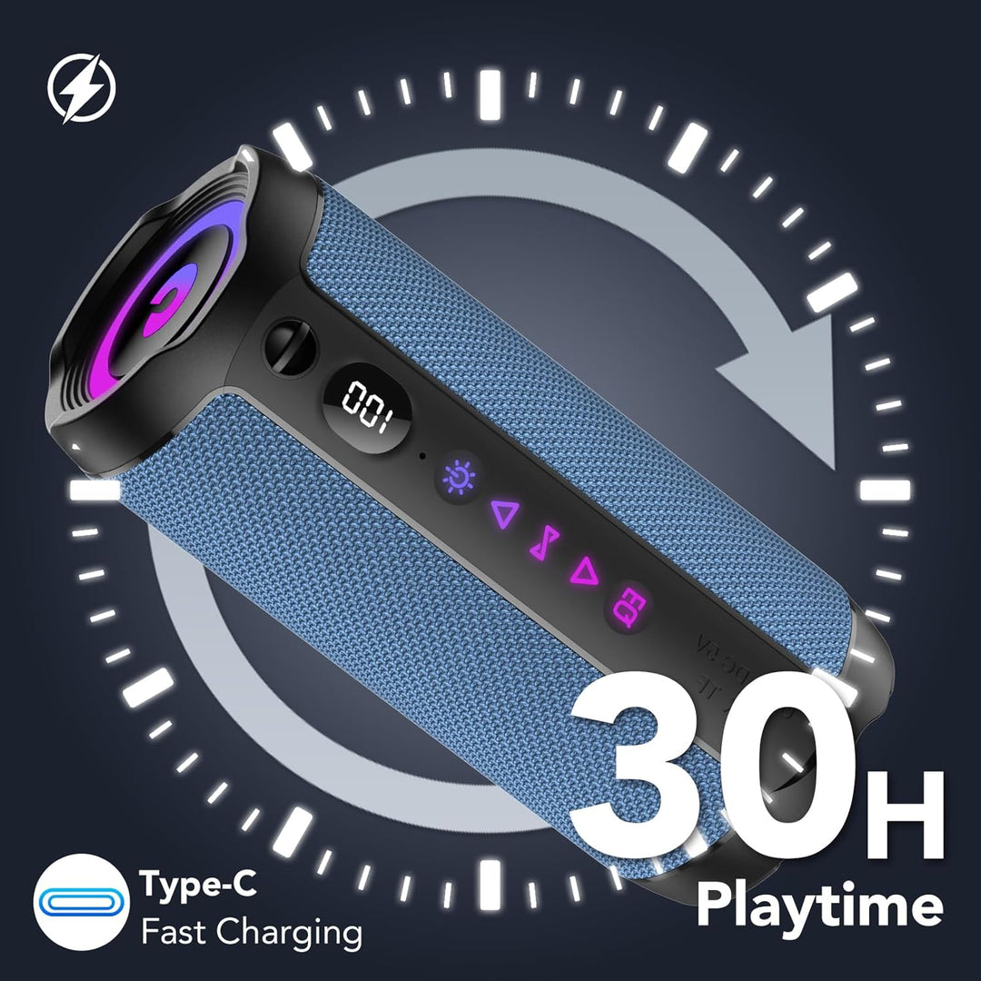 coioc Bluetooth Lautsprecher mit Licht, Bluetooth 5.4 Musikbox,25W Dual Lautsprecher, LED Anzeige &