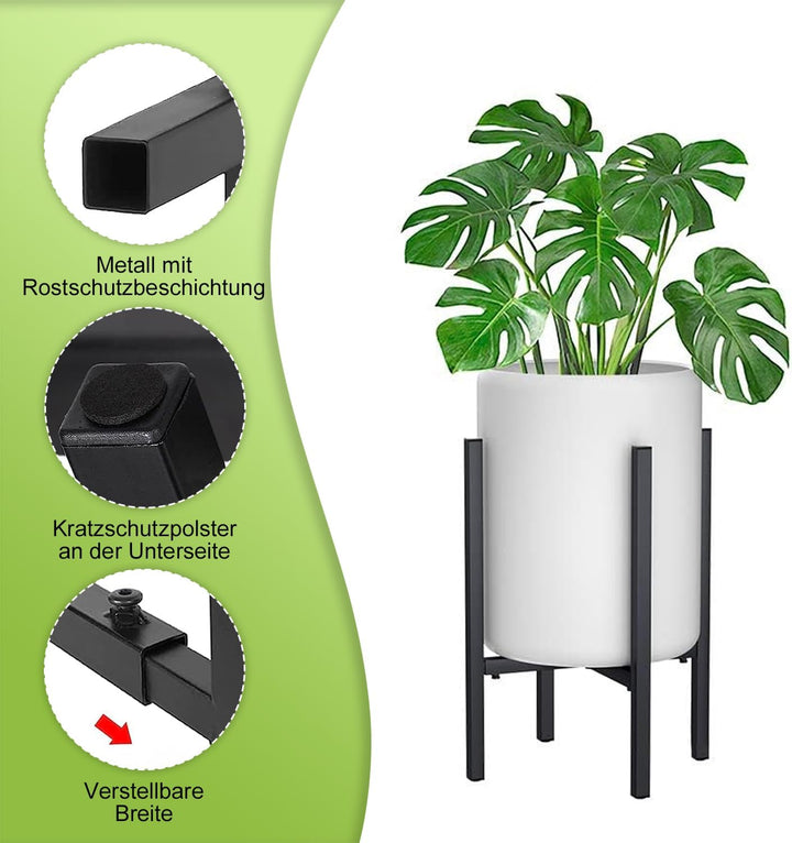 Lighterday Blumenständer Schwarz Pflanzenständer Verstellbar,Metall Pflanzenregal Blumenhocker für D