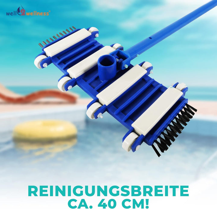 well2wellness Pool Bodensauger 8-Rad Flex | Seitliche Bürsten | Poolsauger | Einfache Handhabung | U