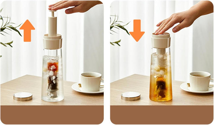 Cold Brew Kaffeebrüher | Press-Kaltbrüh-Kaffeekanne - Mit Abnehmbarem Siebfilter & Luftdichtem Versc