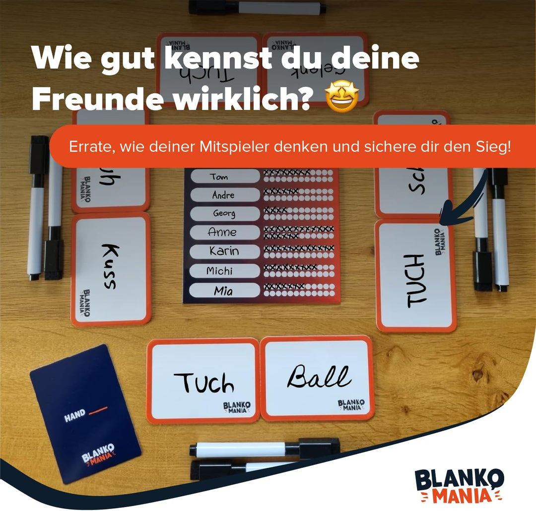 Blankomania – Wer Denkt wie du? | Das Lückentext-Partyspiel für 3-10 Erwachsene und Leute mit schwar