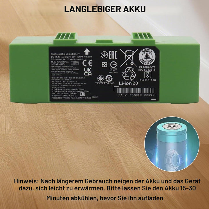14,4 V 4460 mAh Akku für iRobot Roomba e und i Serie i7+ i7 7150 7550 i7550, Akku für i8 i8+ i8550 7